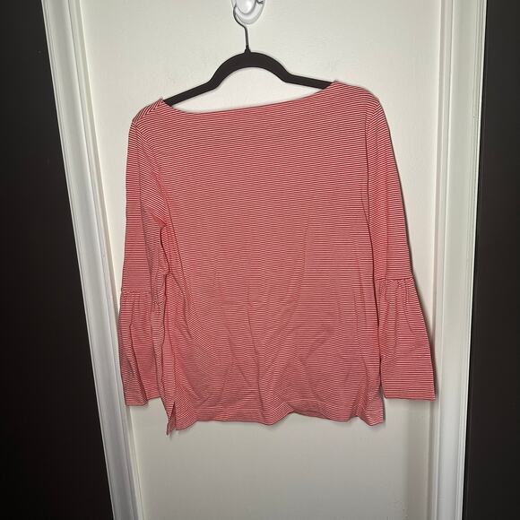 J. Crew Women's Red White Striped Peplum Long Sleeve Top Size Small - Picture 6 of 7